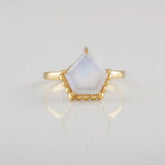 Diamond Shape Moonstone Silver Ring, Modern Gold Plated Boho Ring For Women, 925 Sterling Silver Dainty Ring, Handmade Delicate Ring